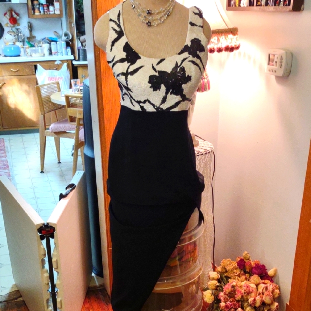 Elegant Black and White Dress